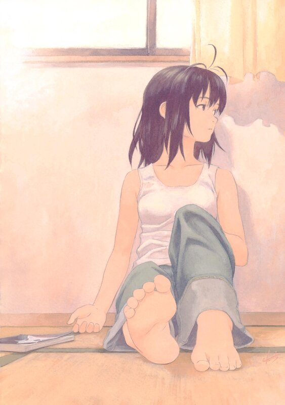 anime girl sitting on floor
