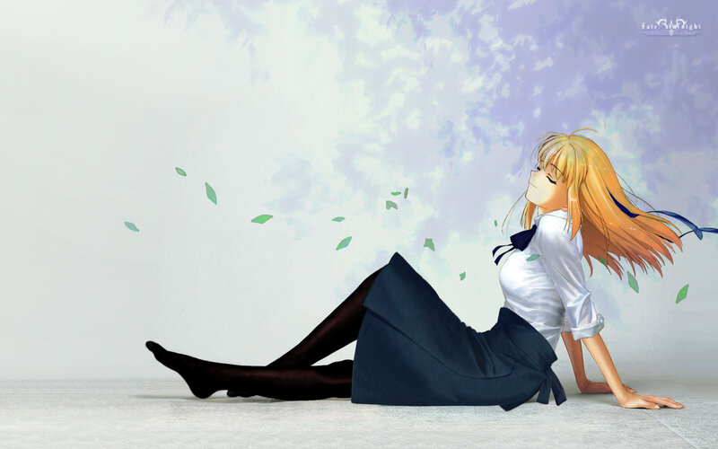 anime girl sitting on floor