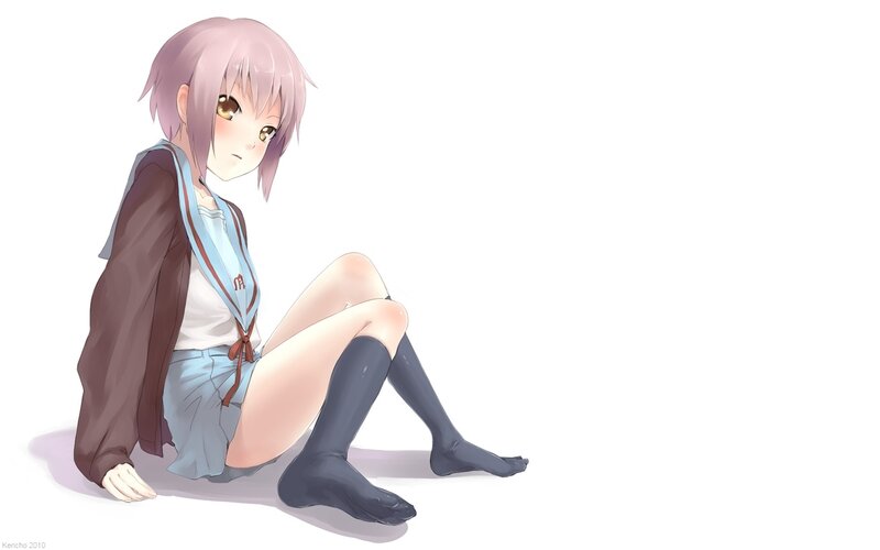 anime girl sitting on floor