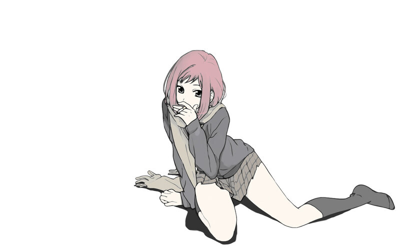 anime girl sitting on floor