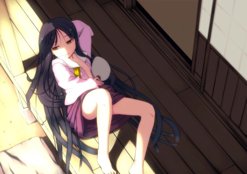 anime girl sitting on floor