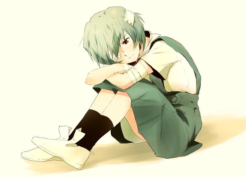 anime girl sitting on floor