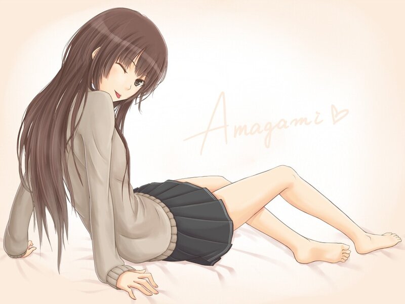 Anime girl sitting on floor