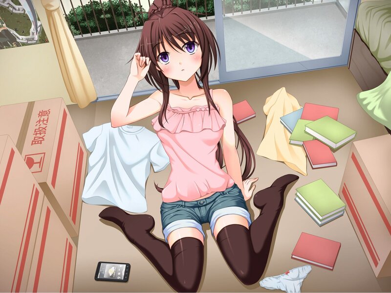 Anime girl sitting on floor