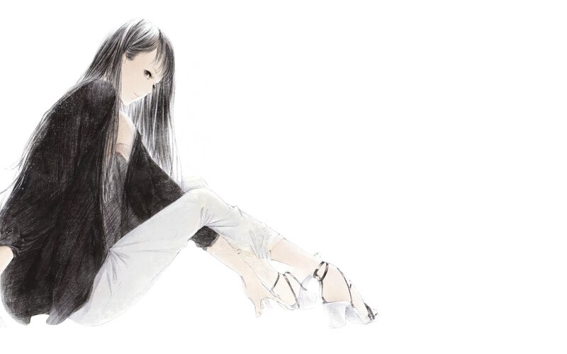 anime girl sitting on floor
