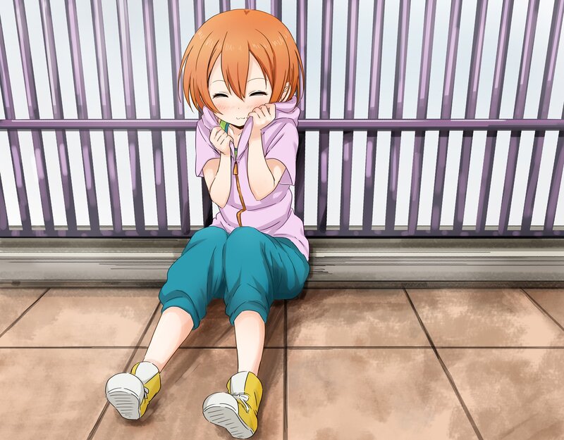 anime girl sitting on floor
