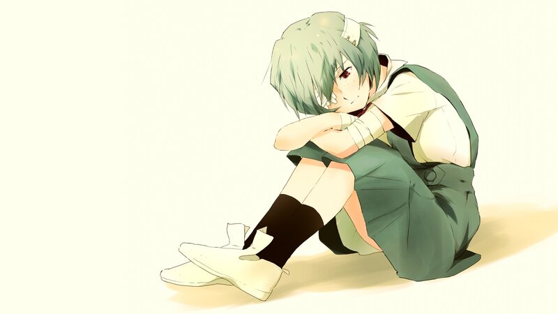 anime girl sitting on floor