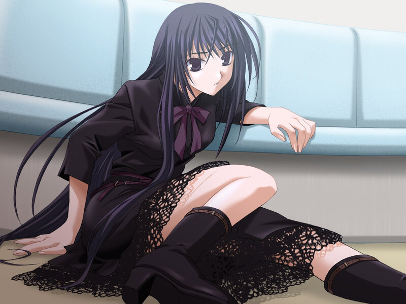 anime girl sitting on floor