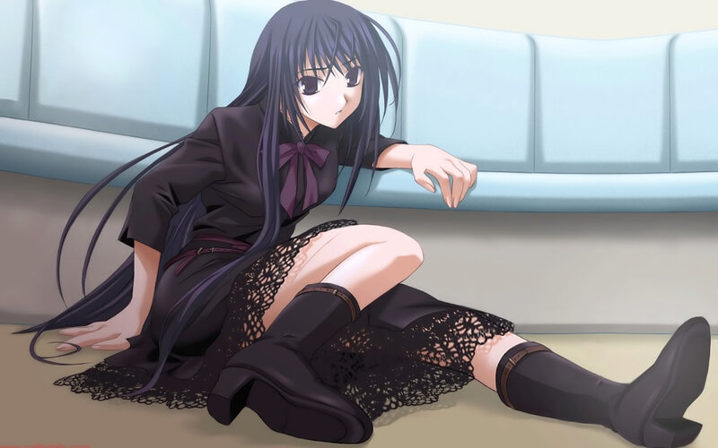 anime girl sitting on floor