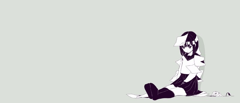 Anime Girl Sitting on Floor — Gray, Calm, Manga