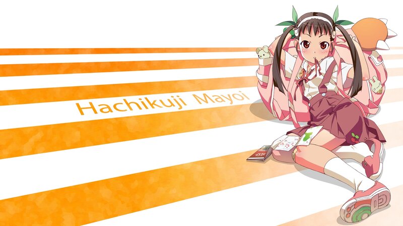 Anime Girl Sitting on Floor — Orange, Playful