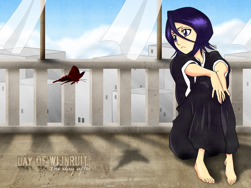 Anime Girl Sitting on Floor — Purple, Calm, Afternoon