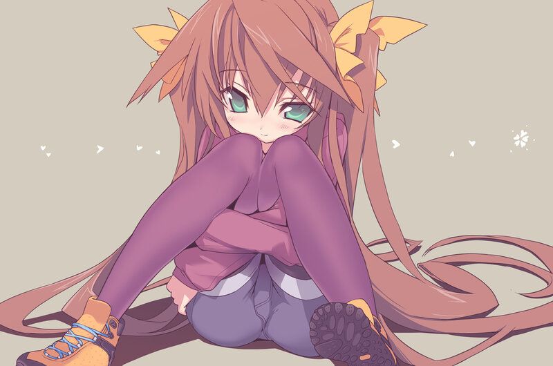 Anime Girl Sitting on Floor — Purple