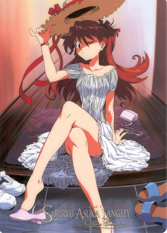 Anime Girl Sitting on Floor — Red, Dramatic