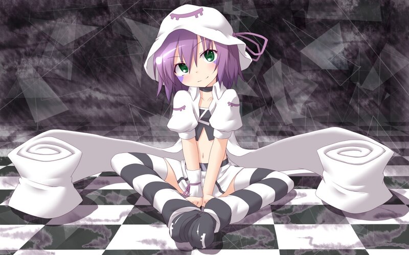 Anime Girl Sitting on Floor — White