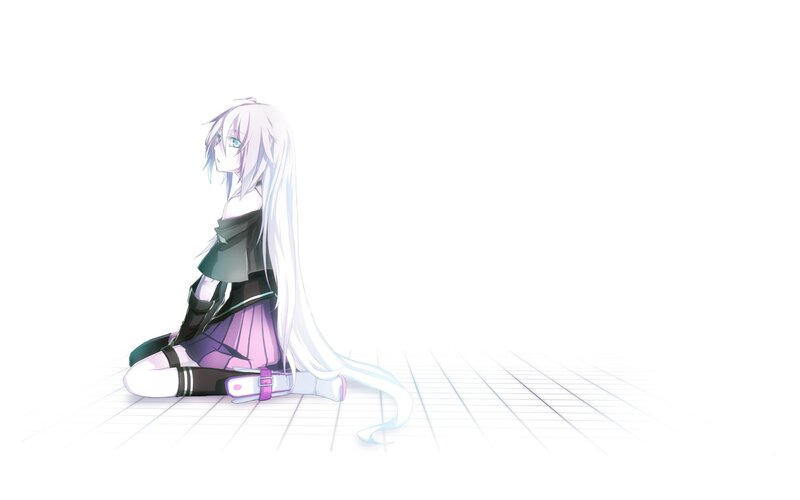anime girl sitting on grid