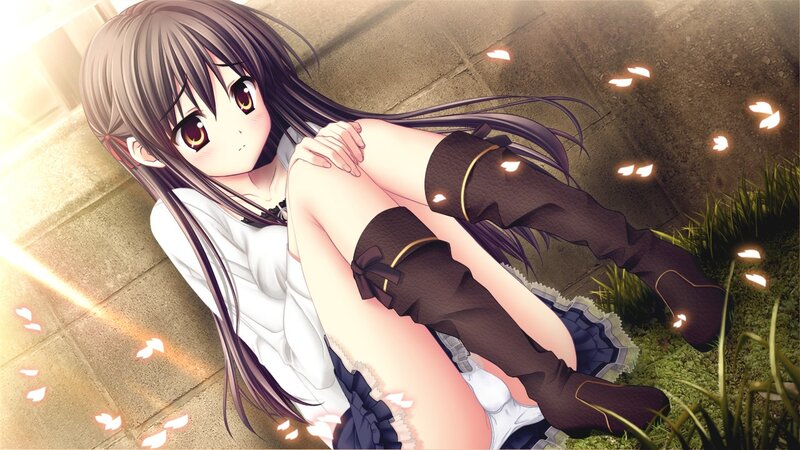anime girl sitting on ground