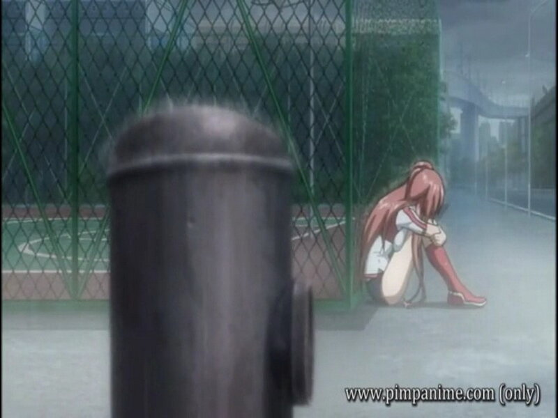 anime girl sitting on ground