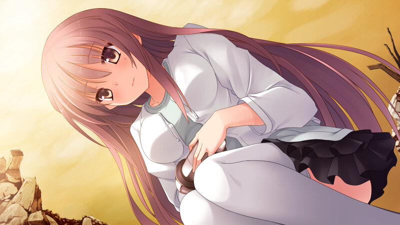 Anime Girl Sitting on Ground — Yellow