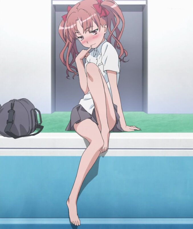 Anime Girl Sitting on Ledge — White