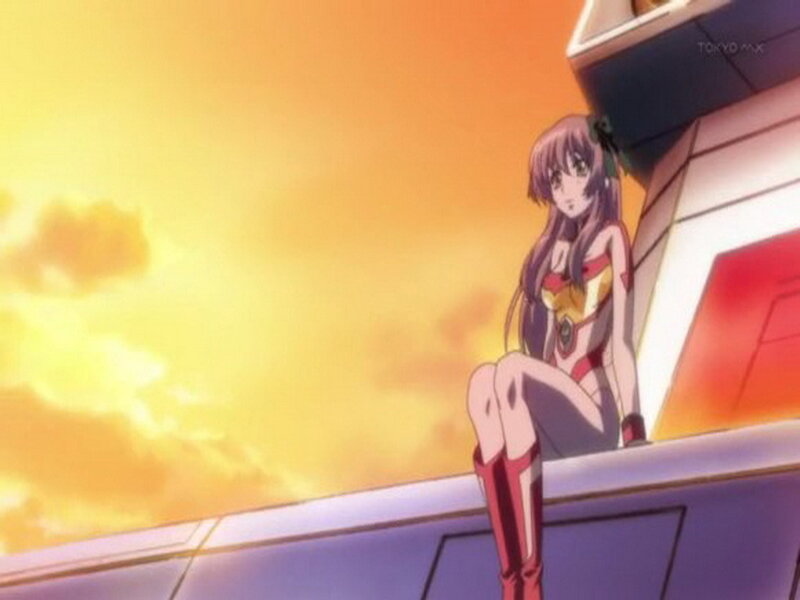 Anime Girl Sitting on Ledge — Yellow