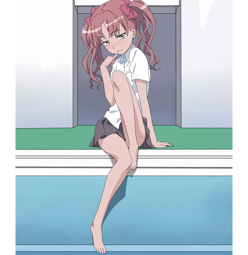anime girl sitting on ledge