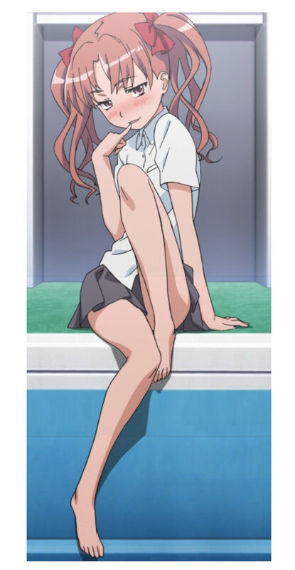 anime girl sitting on pool edge