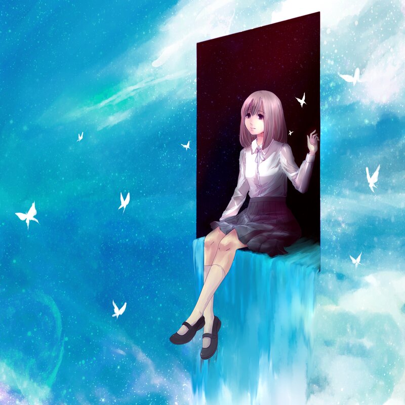 Anime Girl Sitting on Portal