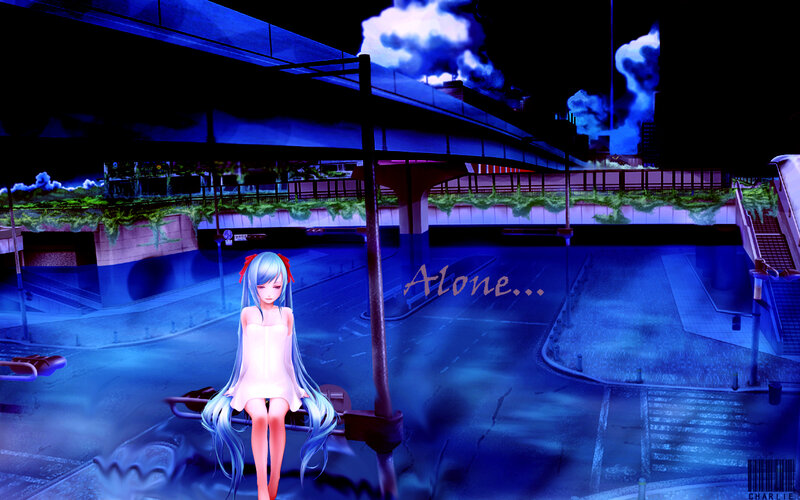 Anime Girl Sitting on Rail