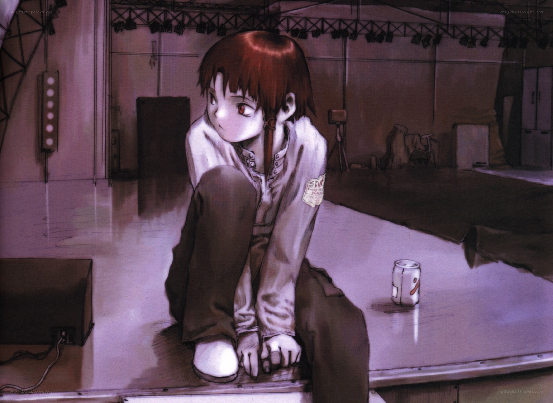 anime girl sitting on stage