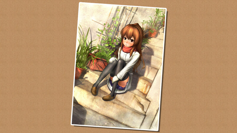 anime girl sitting on steps