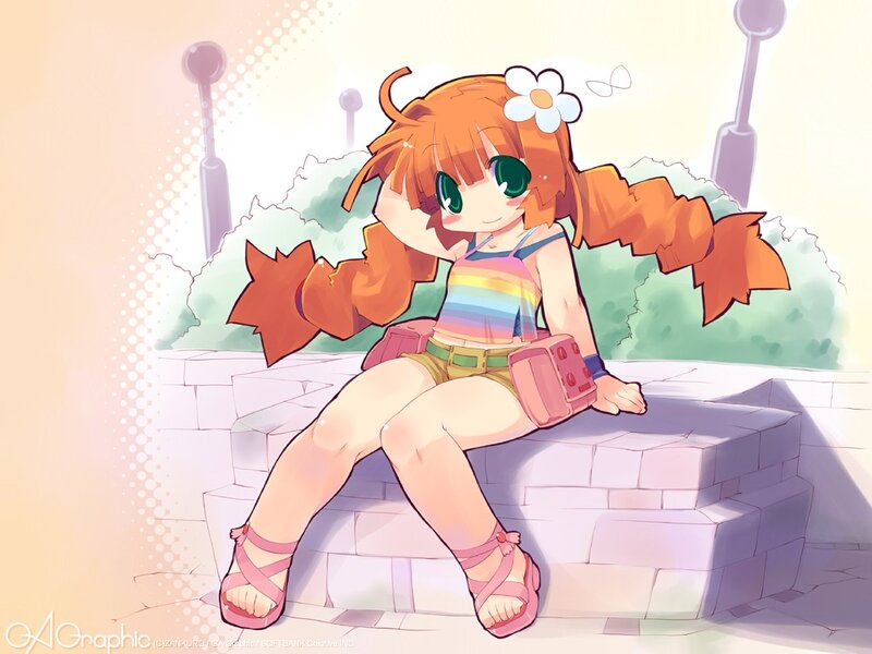 Anime girl sitting on steps