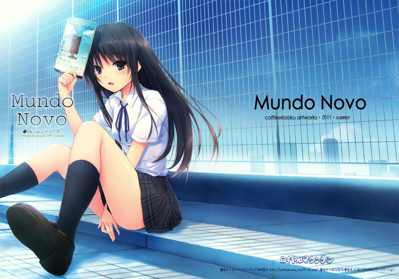 Anime Girl Sitting on Steps — Blue, Calm
