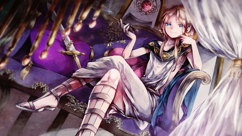 Anime Girl Sitting on Throne