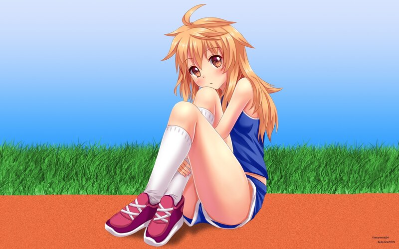Anime Girl Sitting on Track