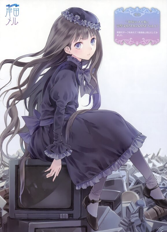 Anime Girl Sitting on TV — Purple