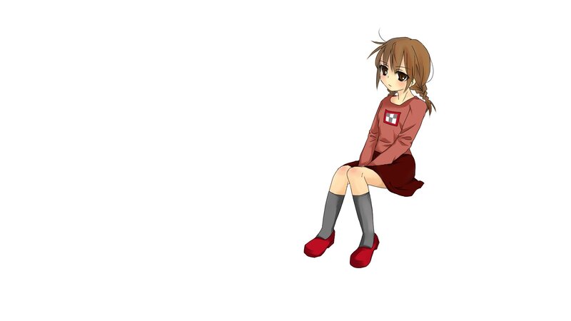 anime girl sitting on white