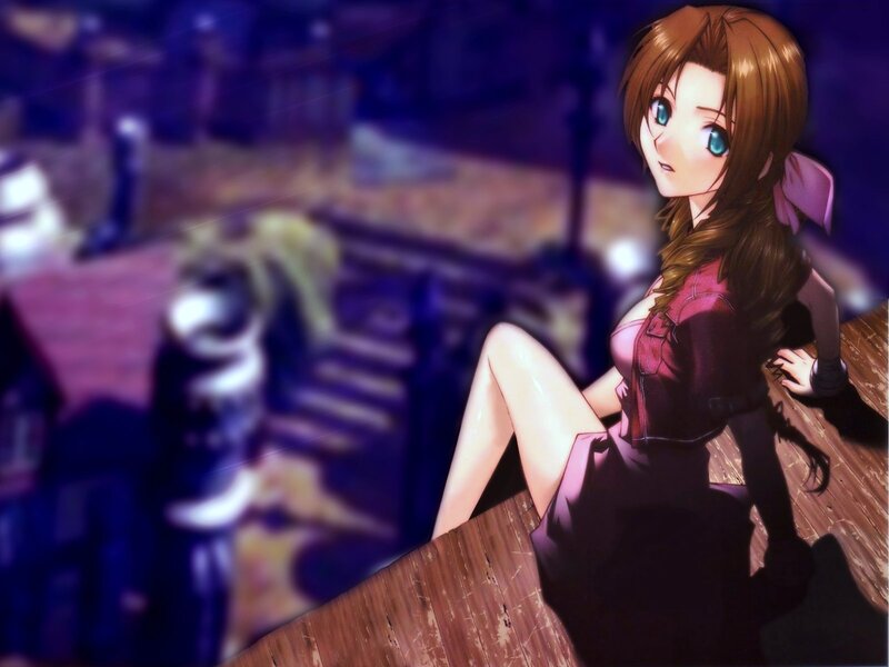 Anime Girl Sitting on Wood