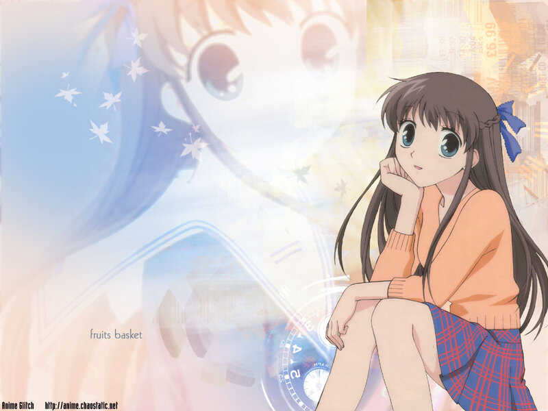 Anime Girl Sitting — Orange, Dreamy