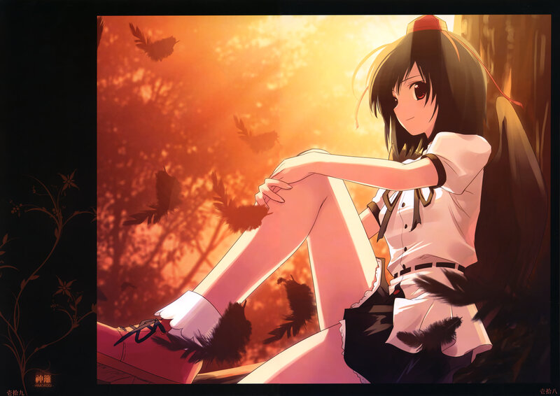 Anime Girl Sitting — Orange, Serene