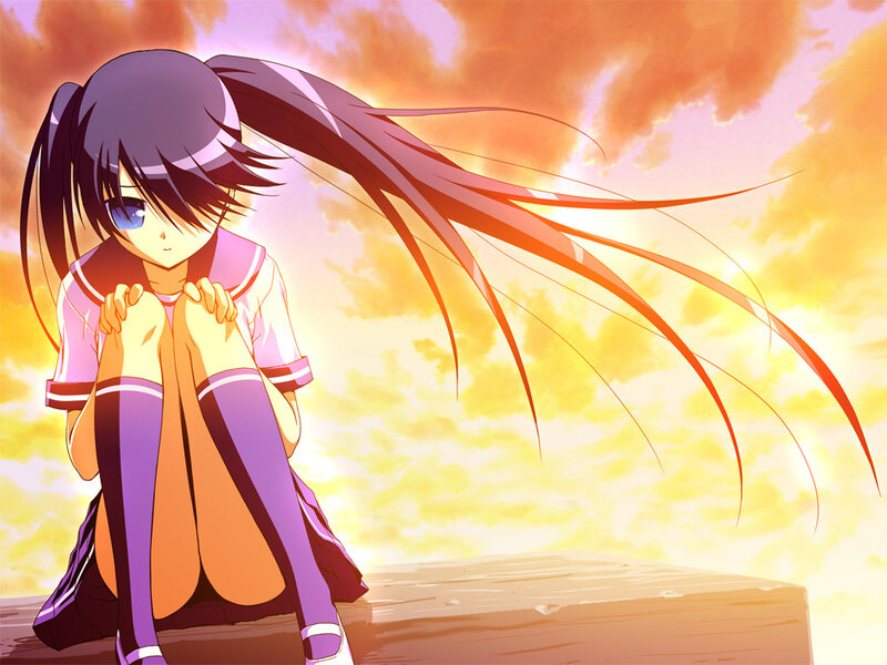 Anime Girl Sitting — Orange