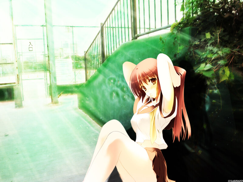 Anime Girl Sitting Outside