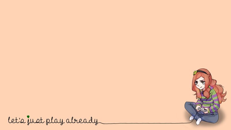 Anime Girl Sitting — Peach