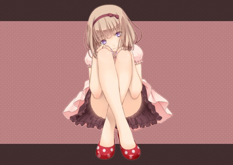 Anime Girl Sitting — Pink, Calm, Dress