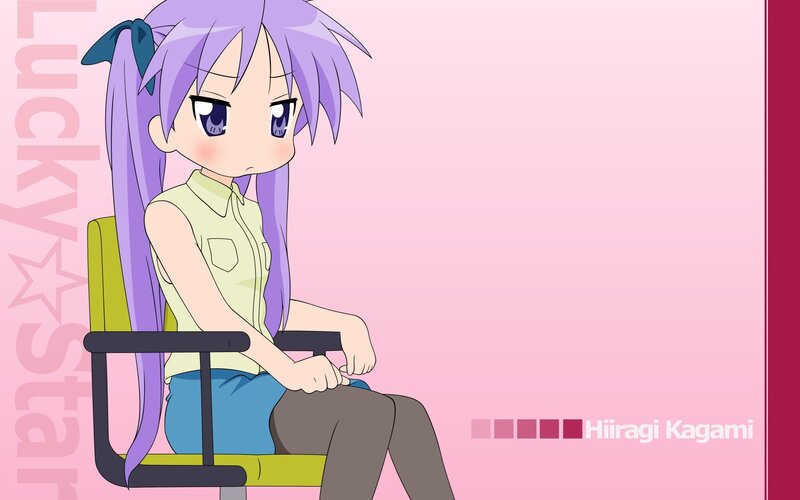 Anime Girl Sitting — Pink, Calm
