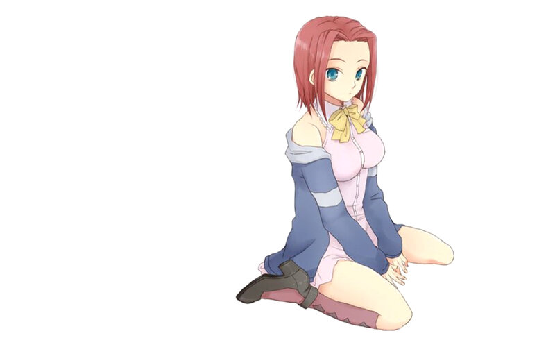 Anime Girl Sitting — Pink, Neutral