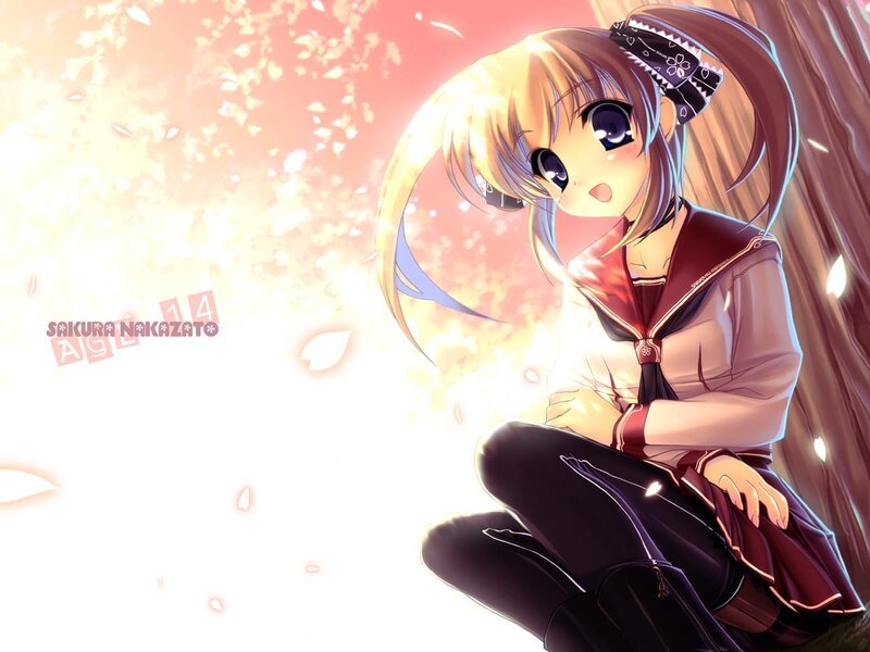 Anime Girl Sitting — Pink, Serene, Spring