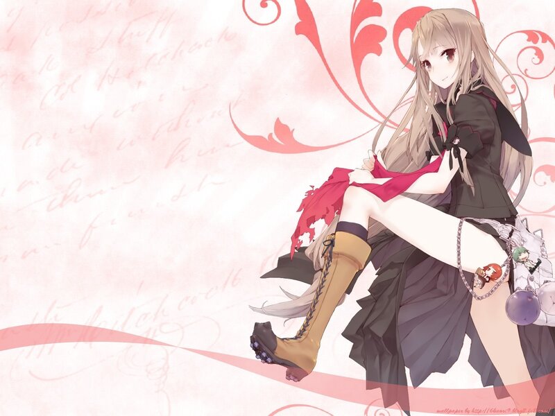 Anime Girl Sitting — Pink