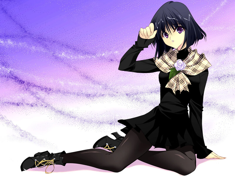 Anime Girl Sitting — Purple