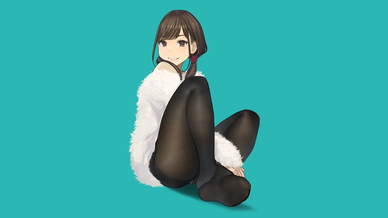 Anime Girl Sitting — Teal, Calm